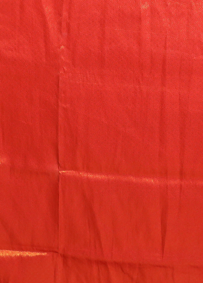 Orange Dupion Silk Saree With Blouse Piece