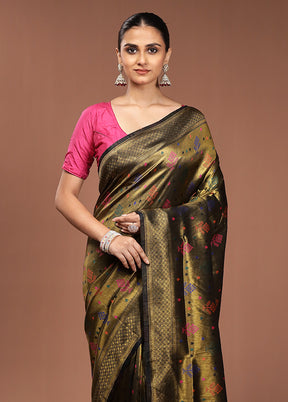 Green Dupion Silk Saree With Blouse Piece