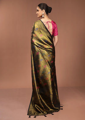 Green Dupion Silk Saree With Blouse Piece