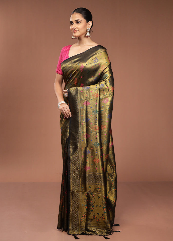 Green Dupion Silk Saree With Blouse Piece