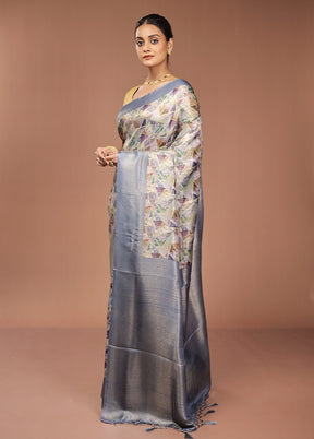 Multicolor Dupion Silk Saree With Blouse Piece