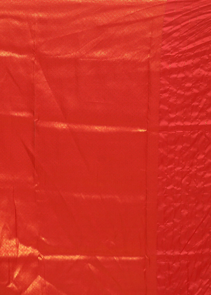 Orange Dupion Silk Saree With Blouse Piece