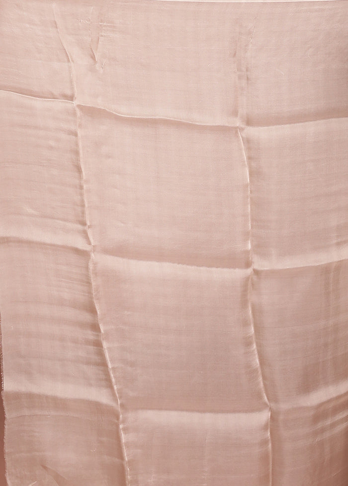 Cream Handloom Pure Organza Saree With Blouse Piece