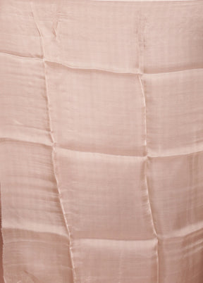 Cream Handloom Pure Organza Saree With Blouse Piece
