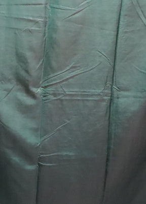 Green Kantha Stitch Silk Saree With Blouse Piece