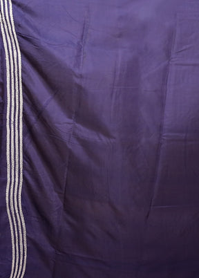 Blue Kantha Stitch Silk Saree With Blouse Piece