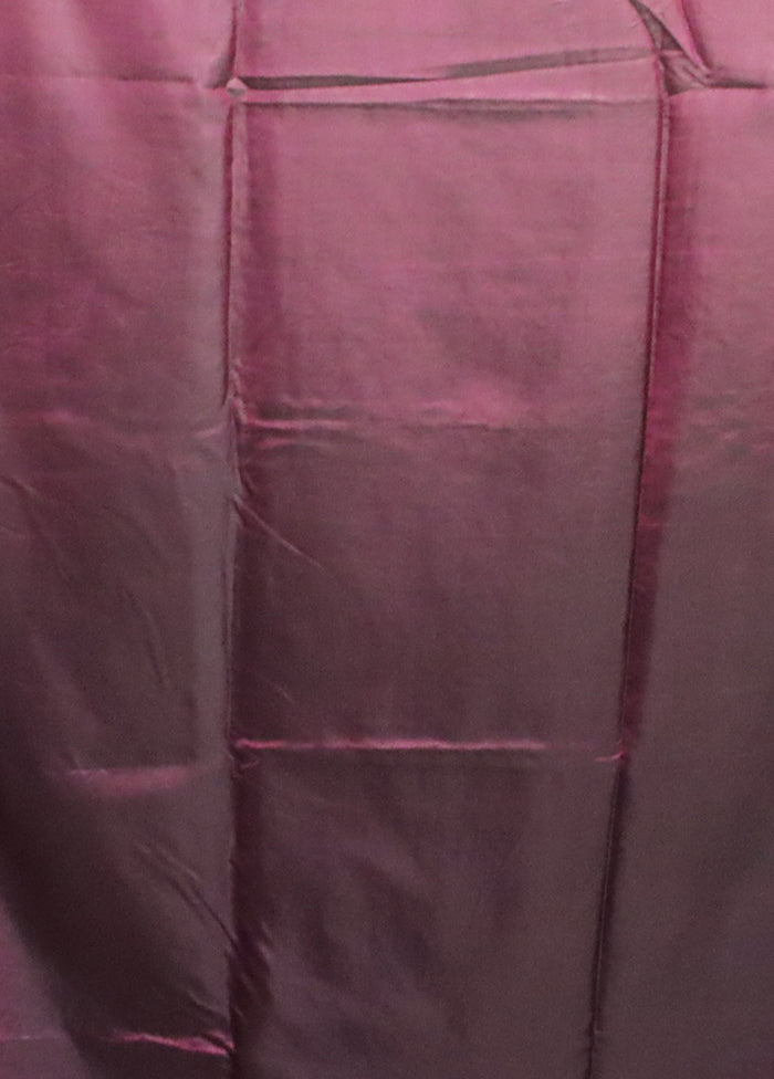 Purple Kantha Stitch Silk Saree With Blouse Piece
