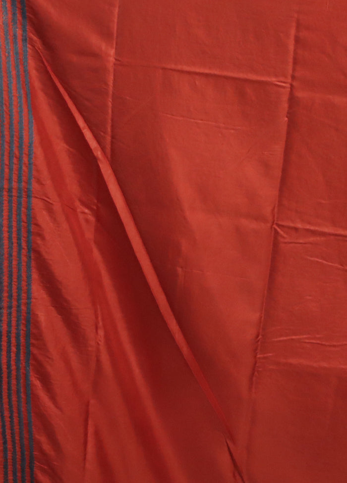 Red Kantha Stitch Silk Saree With Blouse Piece