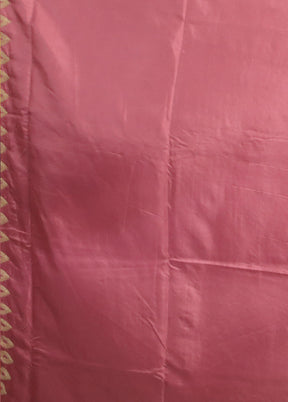 Pink Kantha Stitch Silk Saree With Blouse Piece