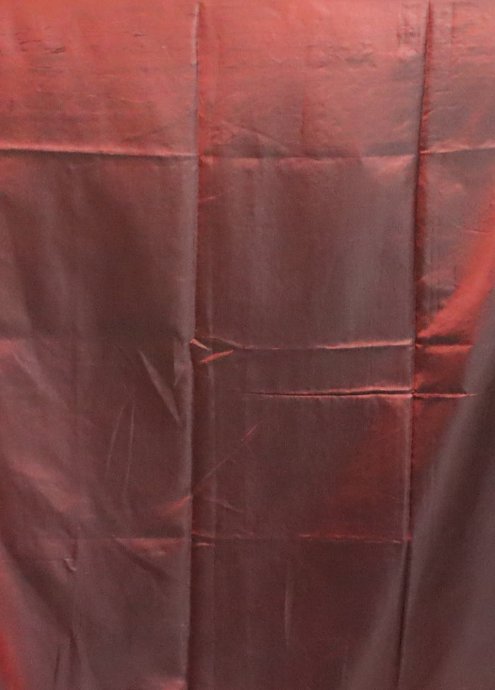 Maroon Kantha Stitch Silk Saree With Blouse Piece