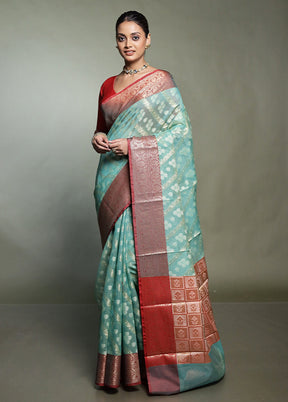 Green Kora Silk Saree With Blouse Piece