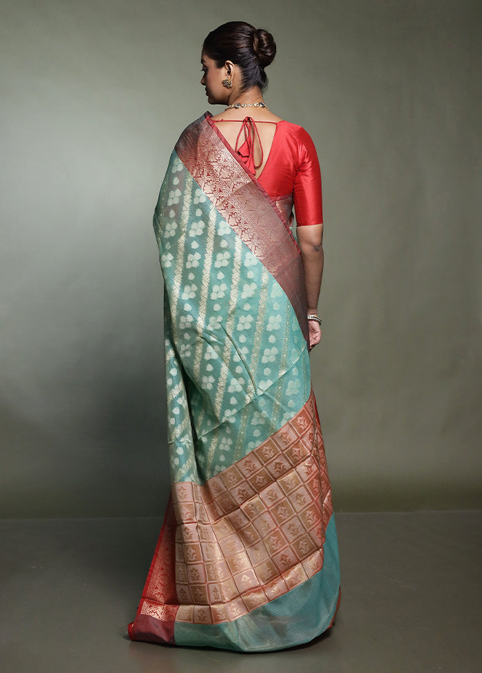 Green Kora Silk Saree With Blouse Piece