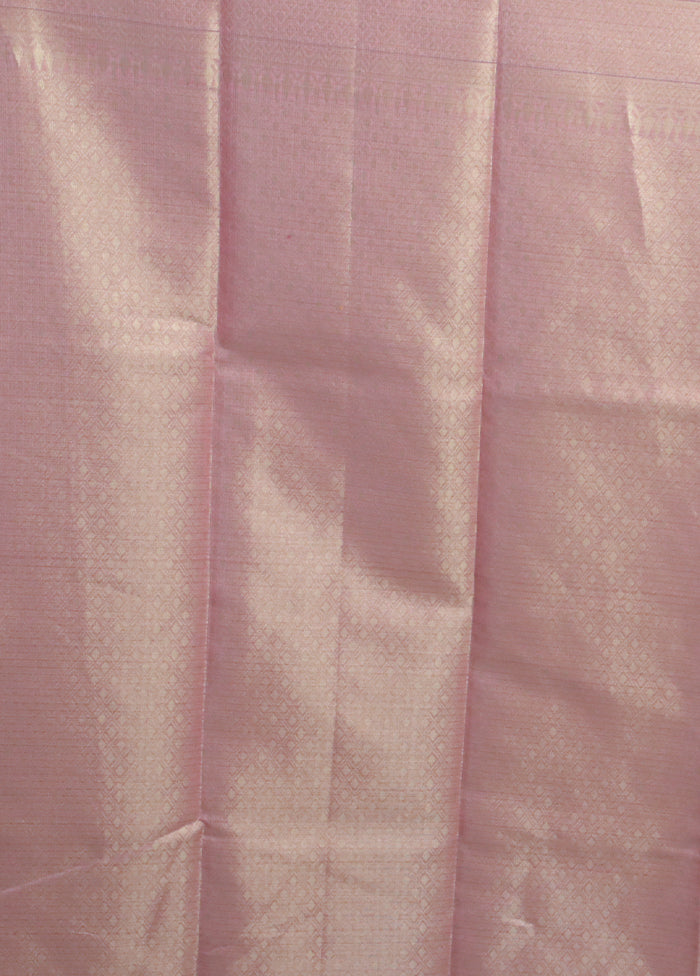 Pink Kora Silk Saree With Blouse Piece