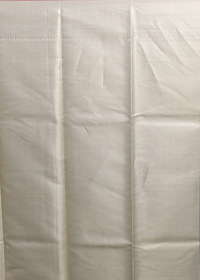 Cream Kora Silk Saree With Blouse Piece