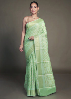 Green Kora Silk Saree With Blouse Piece