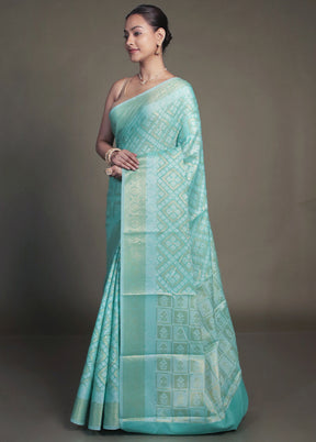Green Kora Silk Saree With Blouse Piece