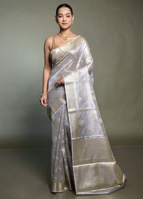 Grey Tissue Silk Saree With Blouse Piece