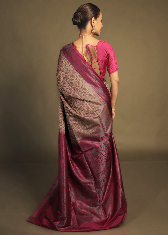 Cream Handloom Jamewar Pure Silk Saree With Blouse Piece