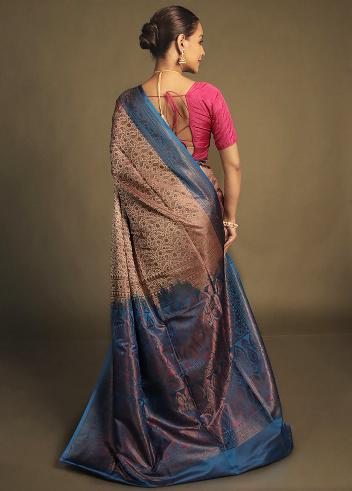 Pink Handloom Jamewar Pure Silk Saree With Blouse Piece