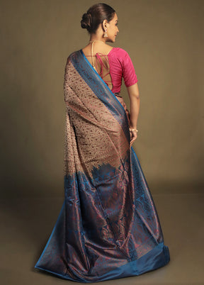 Pink Handloom Jamewar Pure Silk Saree With Blouse Piece