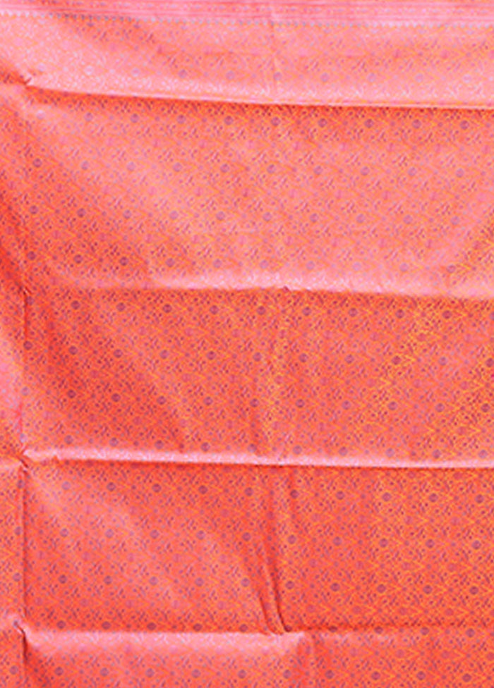 Pink Handloom Jamewar Pure Silk Saree With Blouse Piece
