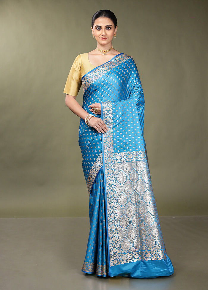 Green Banarasi Silk Saree With Blouse Piece