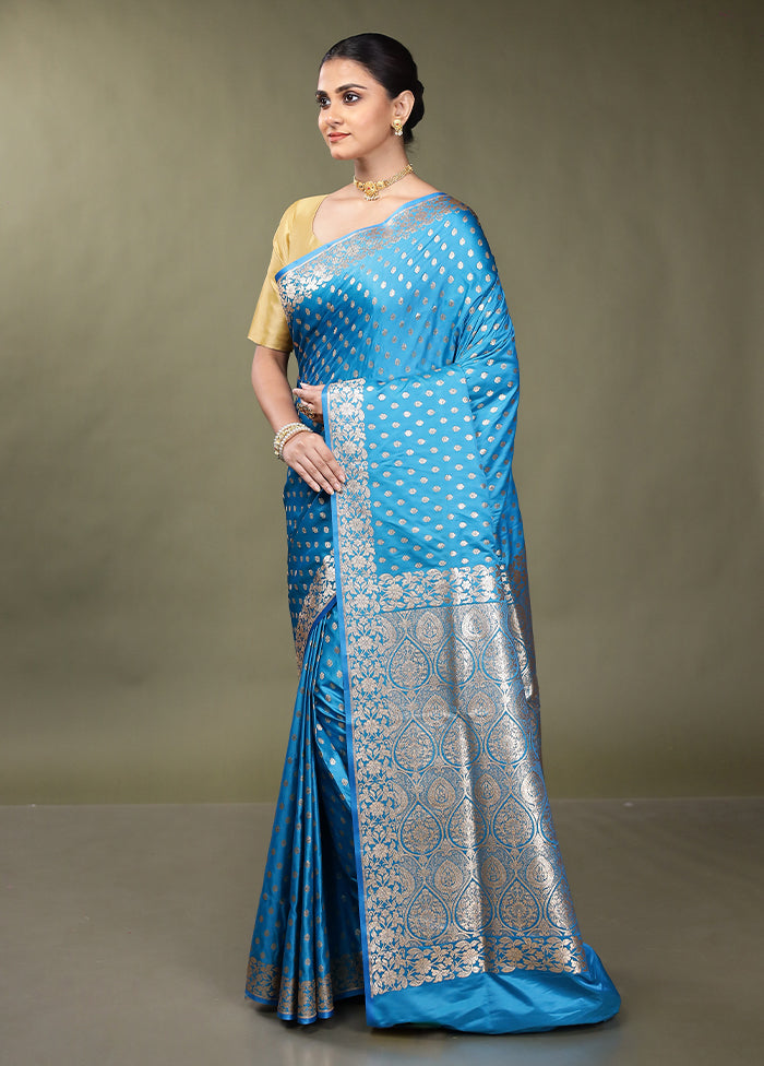 Green Banarasi Silk Saree With Blouse Piece