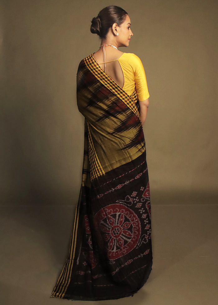 Yellow Bomkai Silk Saree Without Blouse Piece