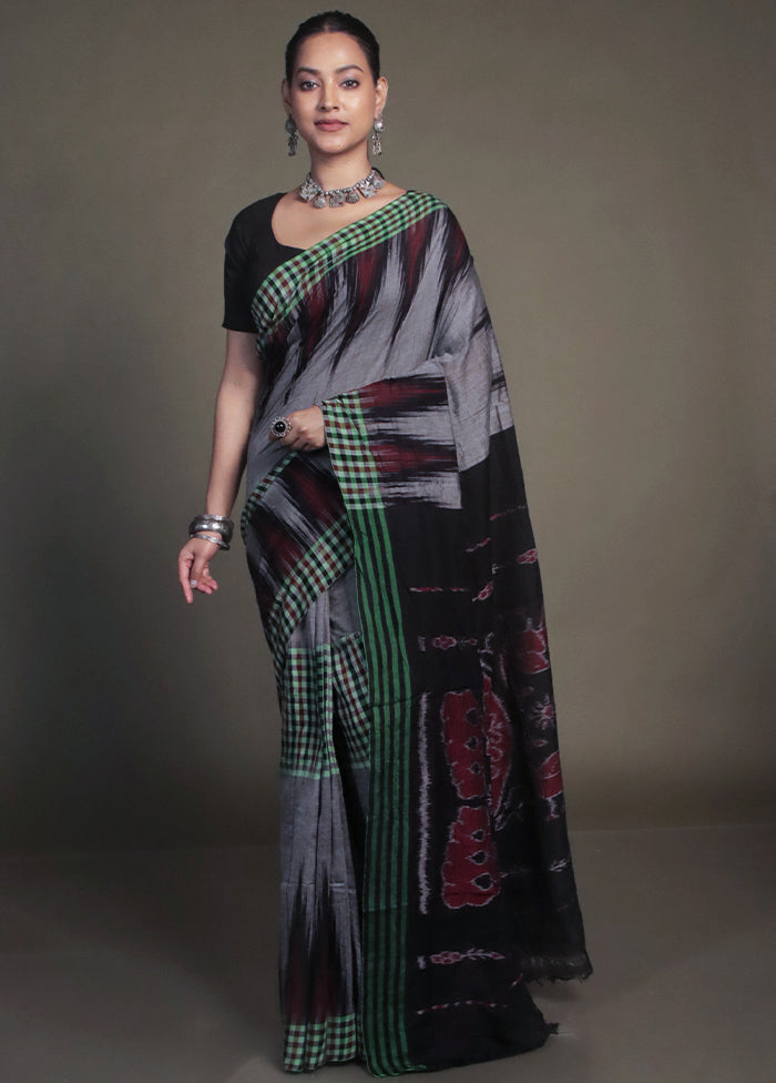 Grey Bomkai Silk Saree Without Blouse Piece