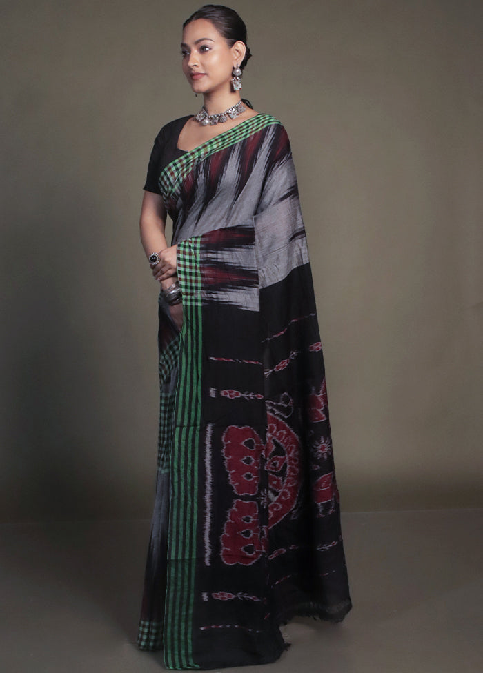 Grey Bomkai Silk Saree Without Blouse Piece