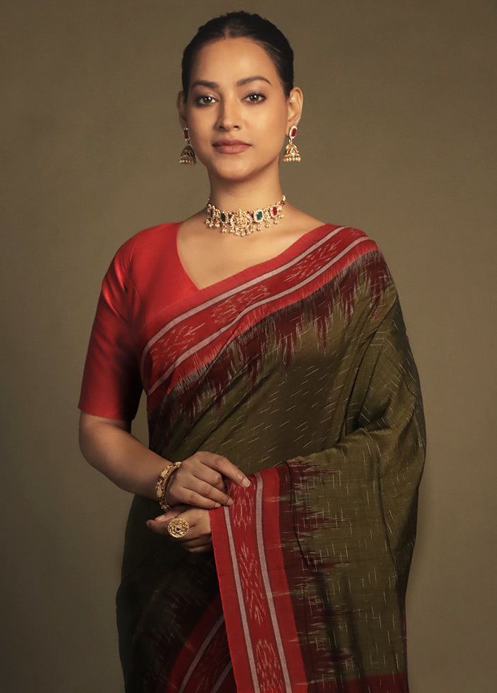 Green Bomkai Silk Saree Without Blouse Piece