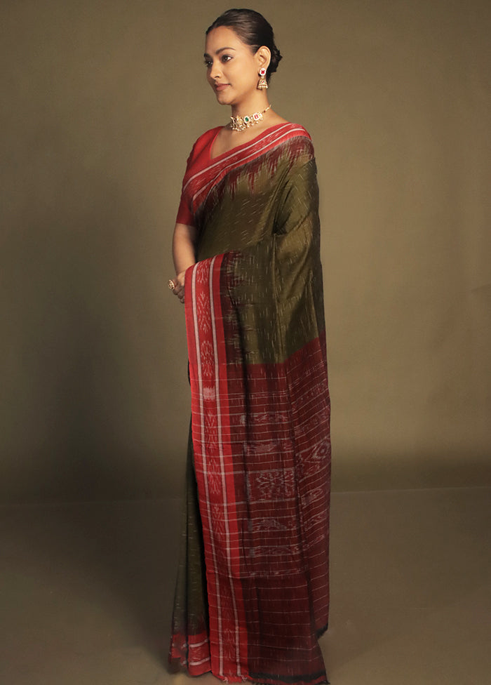 Green Bomkai Silk Saree Without Blouse Piece