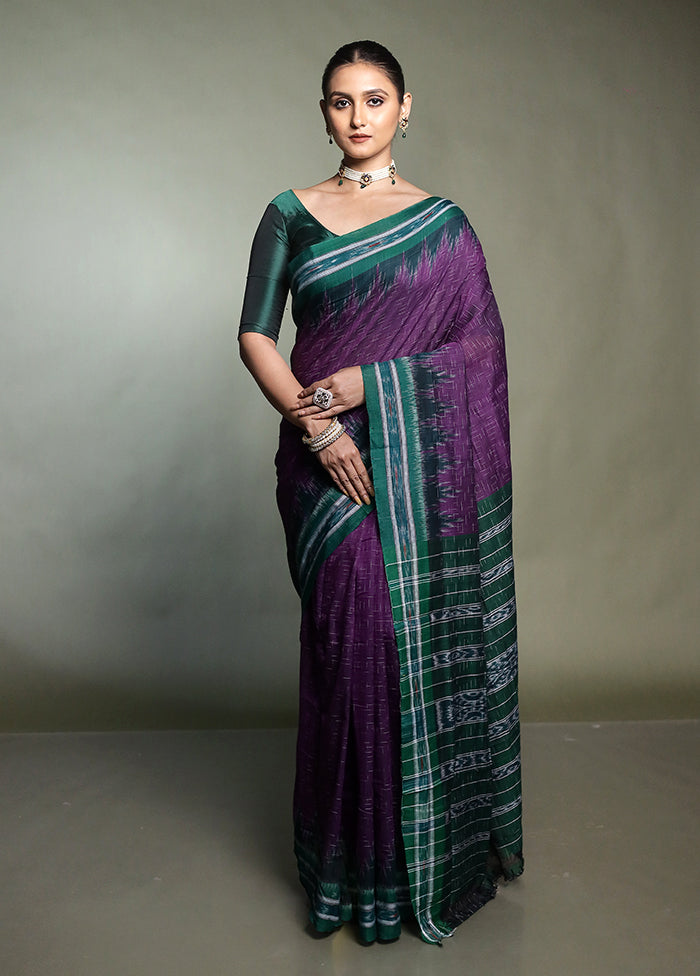 Purple Bomkai Silk Saree Without Blouse Piece