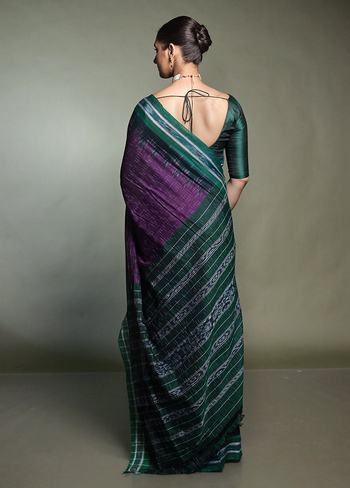 Purple Bomkai Silk Saree Without Blouse Piece