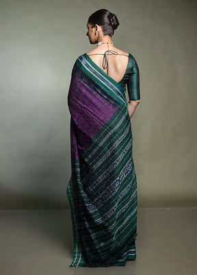 Purple Bomkai Silk Saree Without Blouse Piece