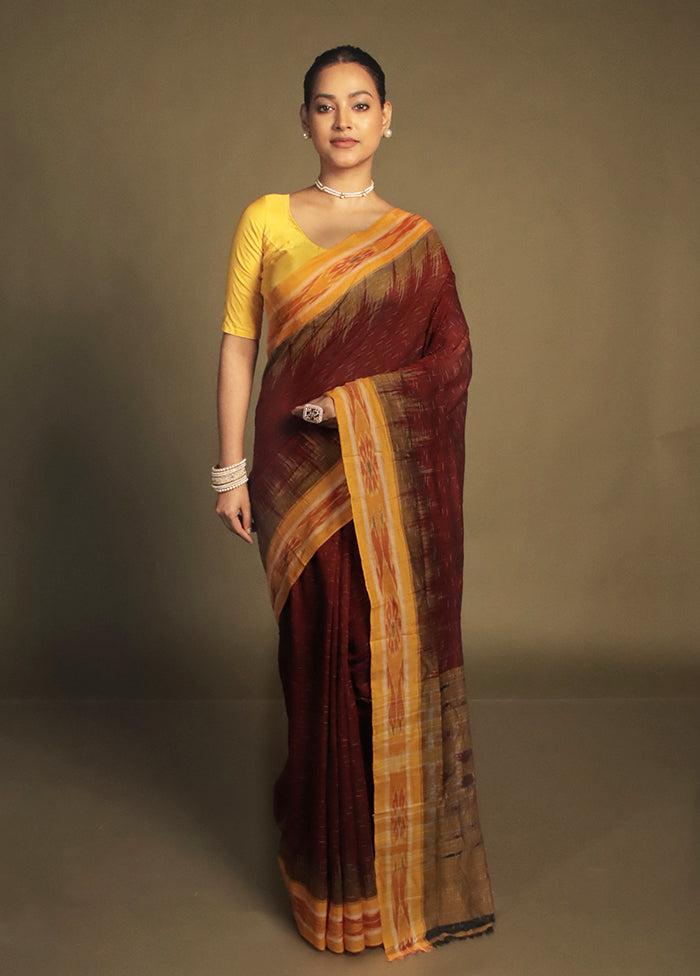 Maroon Bomkai Silk Saree Without Blouse Piece