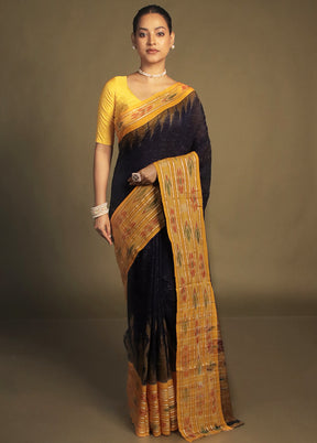 Black Bomkai Silk Saree Without Blouse Piece