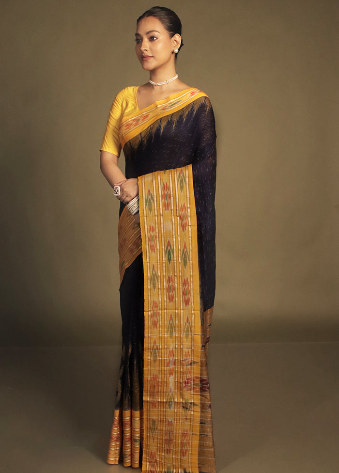 Black Bomkai Silk Saree Without Blouse Piece