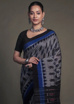 Grey Bomkai Silk Saree Without Blouse Piece