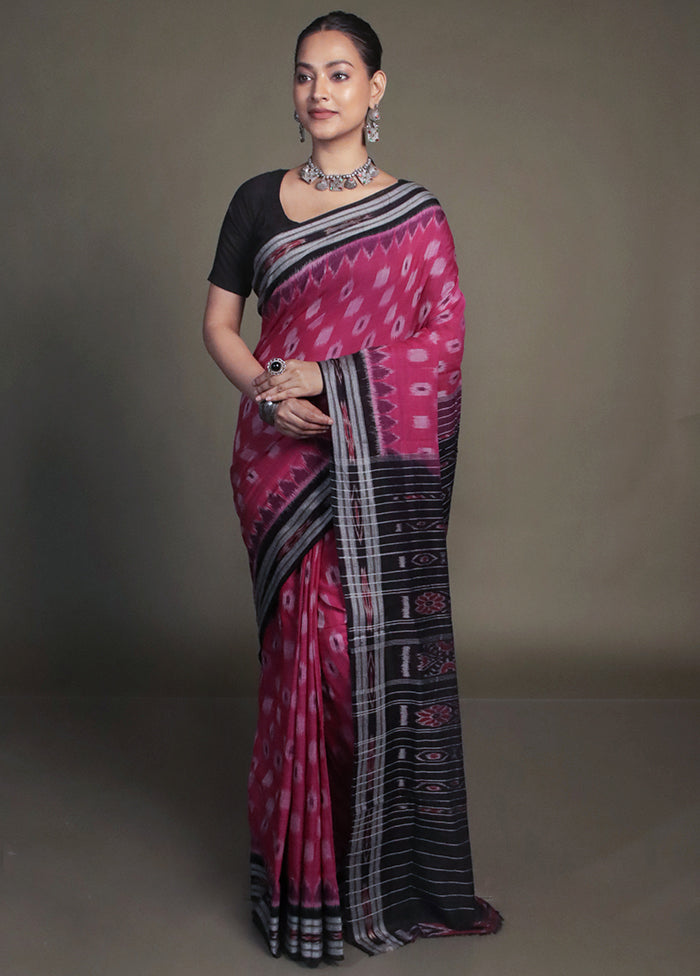 Pink Bomkai Silk Saree Without Blouse Piece