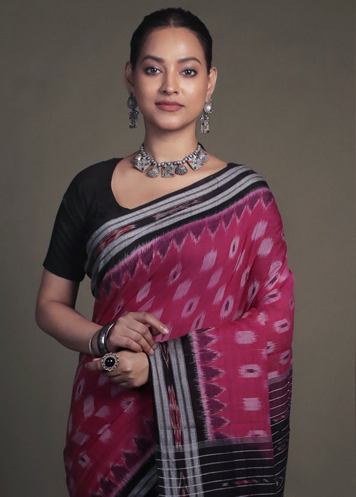 Pink Bomkai Silk Saree Without Blouse Piece