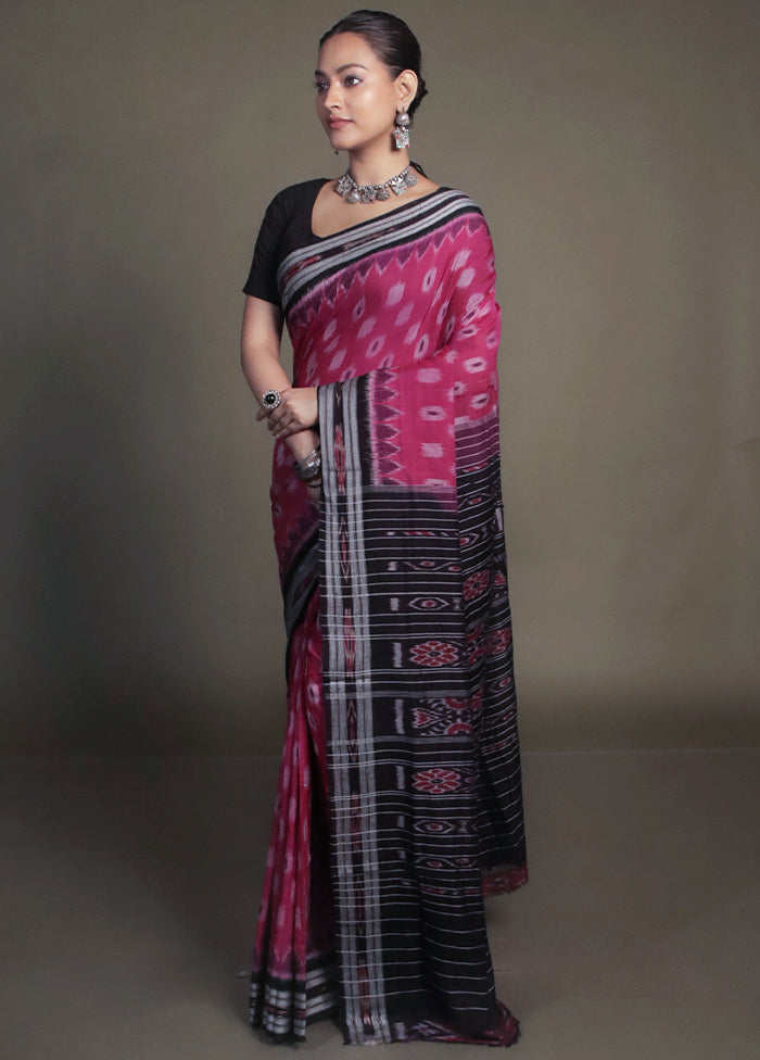 Pink Bomkai Silk Saree Without Blouse Piece