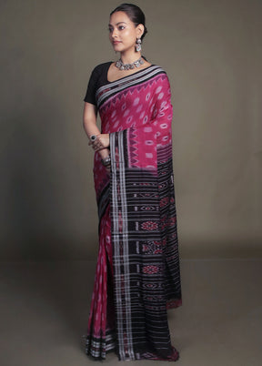 Pink Bomkai Silk Saree Without Blouse Piece