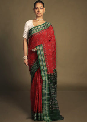 Pink Bomkai Silk Saree Without Blouse Piece