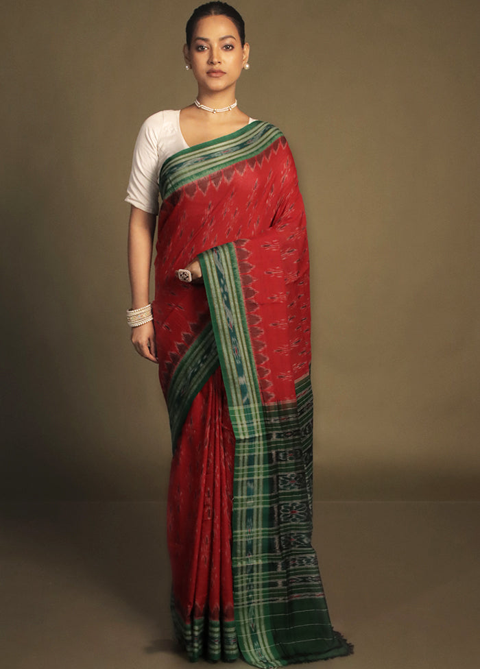 Pink Bomkai Silk Saree Without Blouse Piece