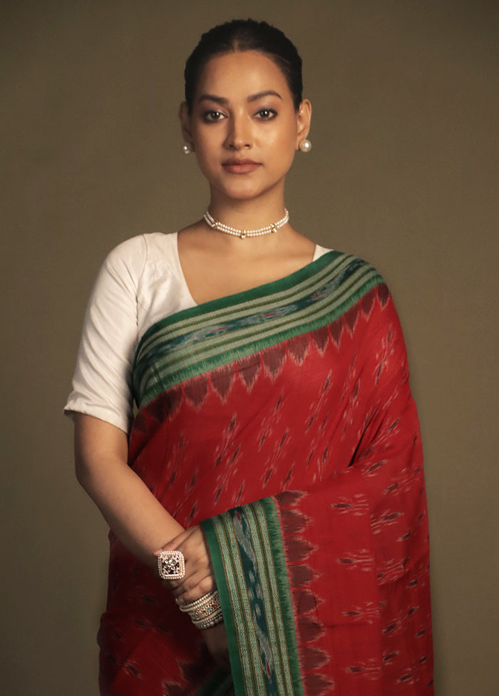 Pink Bomkai Silk Saree Without Blouse Piece