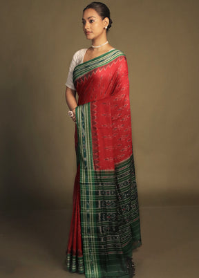 Pink Bomkai Silk Saree Without Blouse Piece
