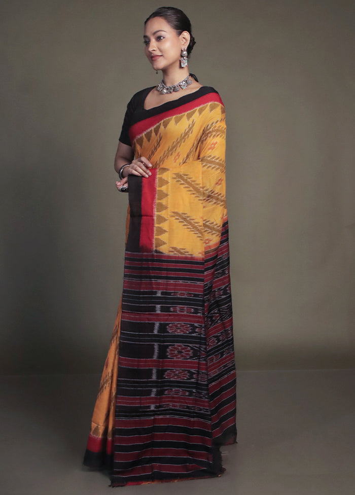 Yellow Bomkai Silk Saree Without Blouse Piece