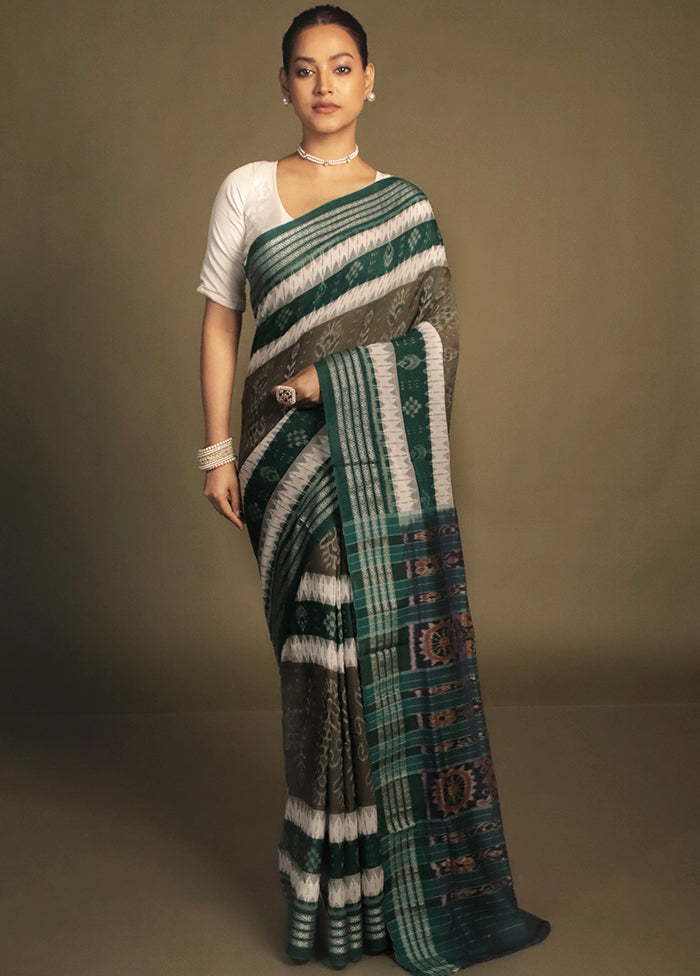 Grey Bomkai Silk Saree Without Blouse Piece