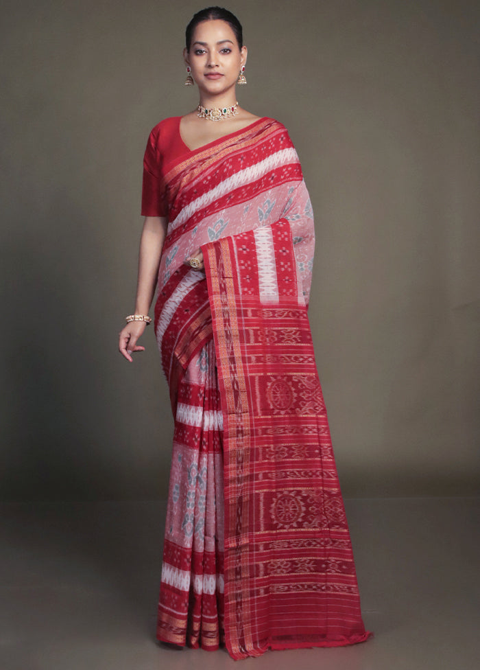 Pink Bomkai Silk Saree Without Blouse Piece